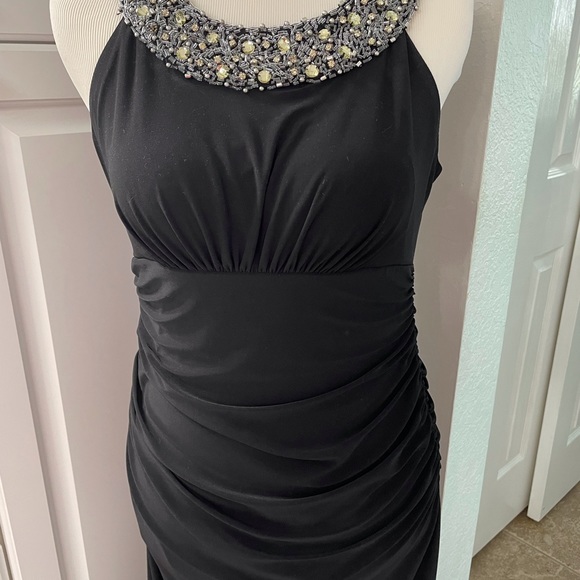 R&M Richards Black Rhinestone Long Gown. - Picture 3 of 8